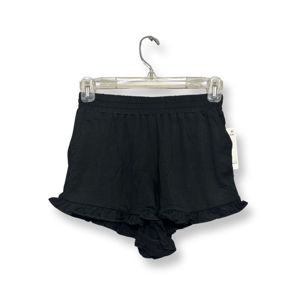 Nordstrom Girls High Waist Shorts Black Ruffle Elastic Pull On Pockets 10-12 New - Picture 1 of 8